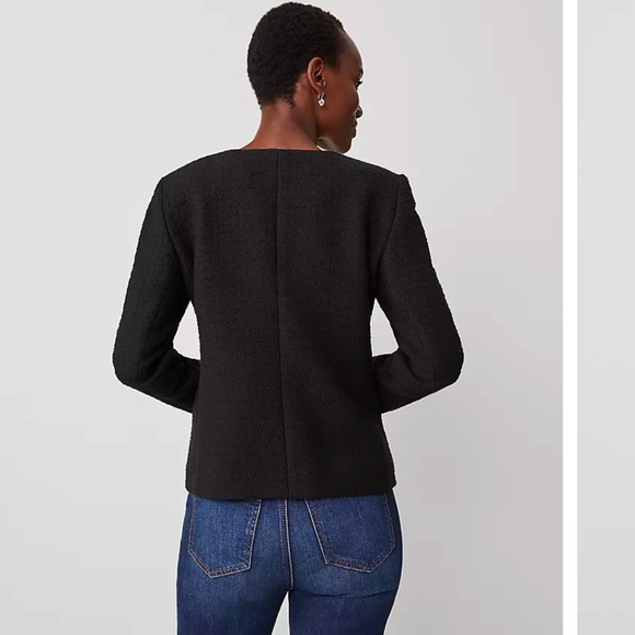 Ann Taylor Tweed Fitted V-Neck Jacket - Picture 3 of 11